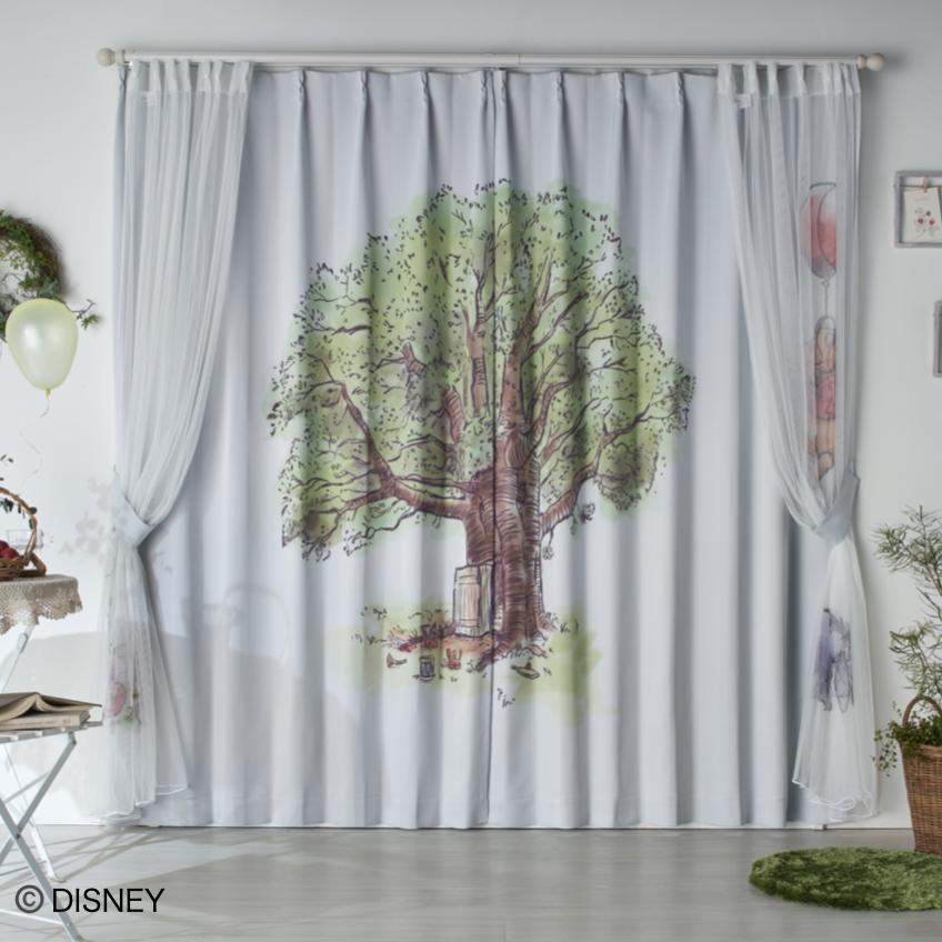 321　ディズニー4枚 Disney(ディズニー)カーテン 4枚組 幅100x200cm丈 洗濯機対応 2
