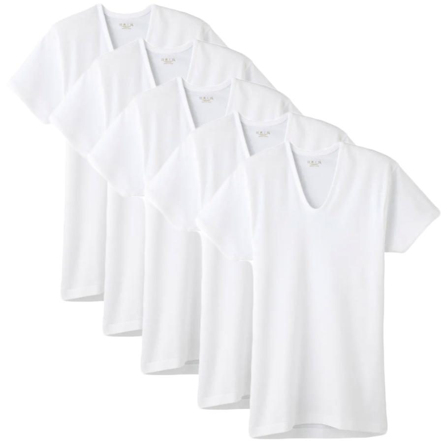 グンゼ 快適工房 半袖U首 5枚セット メンズ 肌着 インナー 下着 半袖 U首 男性 紳士 Uネック 綿100％ 日本製 GUNZE KQ5016 S-L