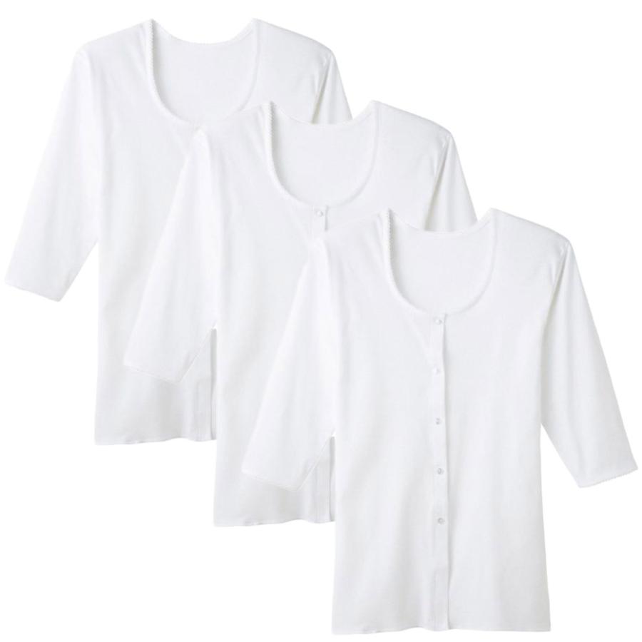 快適工房 グンゼ 七分袖前あきボタン付きシャツ 3枚セット 肌着