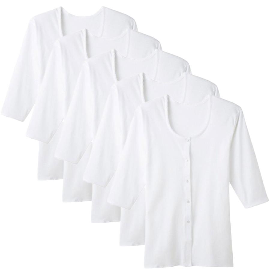 快適工房 グンゼ 七分袖前あきボタン付きシャツ 5枚セット 肌着