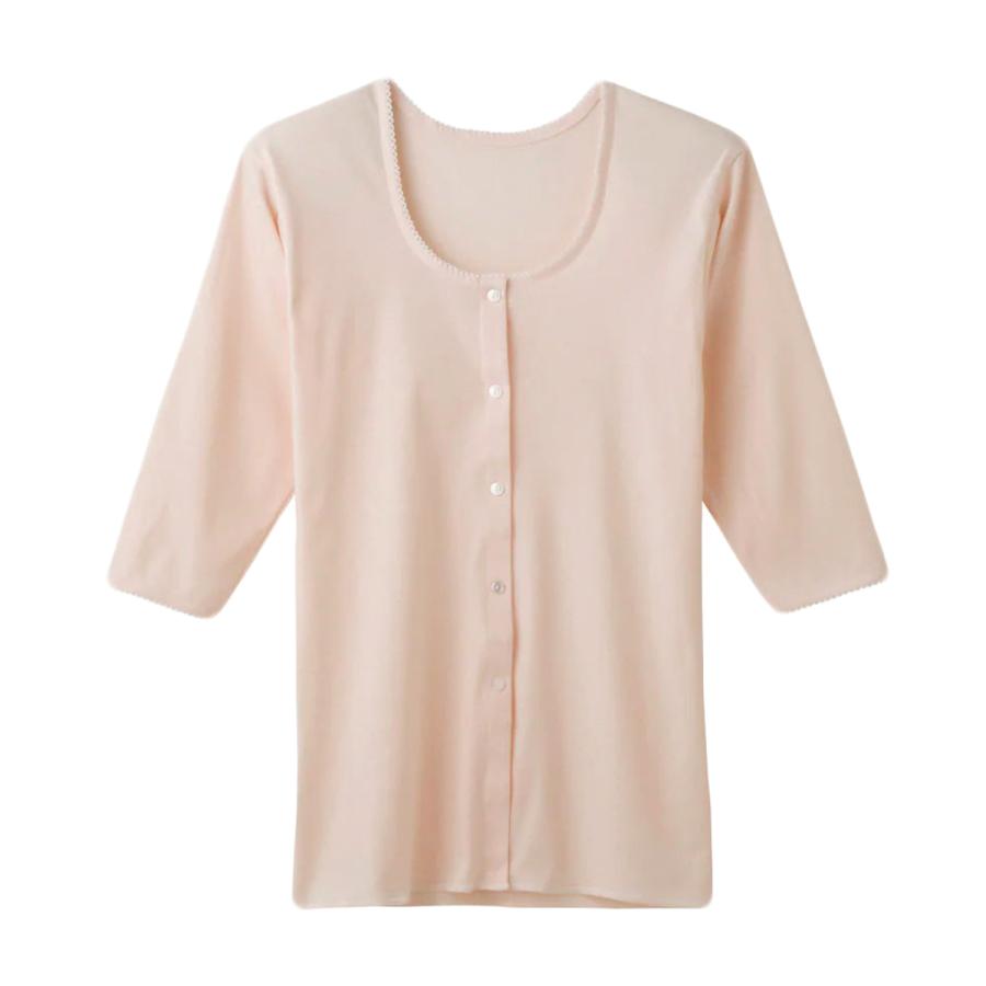 こなつページ GUNZE グンゼ 7分袖ワンタッチインナー レディース 年間 綿100% 前開き