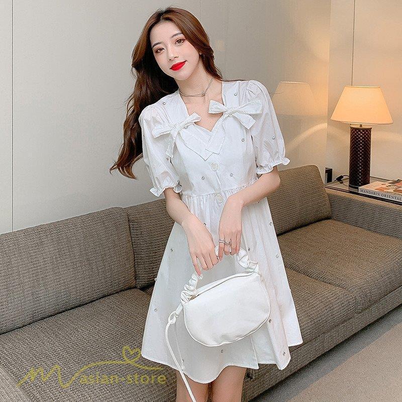 ワンピース レディース Vネック 夏ワンピ 半袖 キラキラ フレア Aラインワンピース 夏 ショート丈 ミニワンピース カジュアル エレガント 蝶結び パフスリーブ 3epricmomn レディースファッション Windowrevival Co Nz