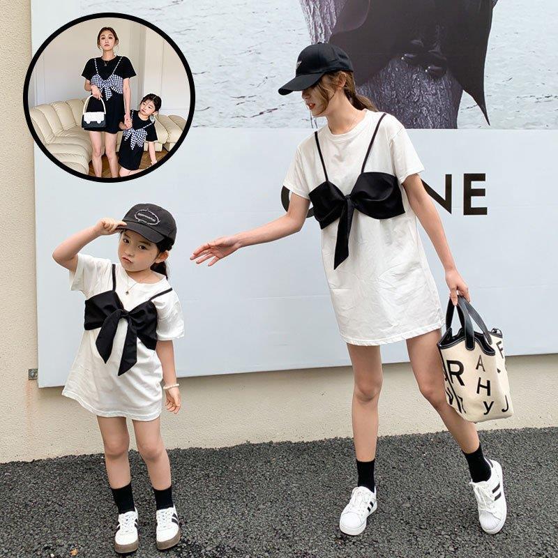 ママ 娘さん 親子お揃い 重ね着風 親子ペアワンピース ペアルック 親子服 家族旅行 キッズ 大人 女の子 母 レディース 子供服 Aラインワンピース Rise Li Tfショップ 通販 Yahoo ショッピング