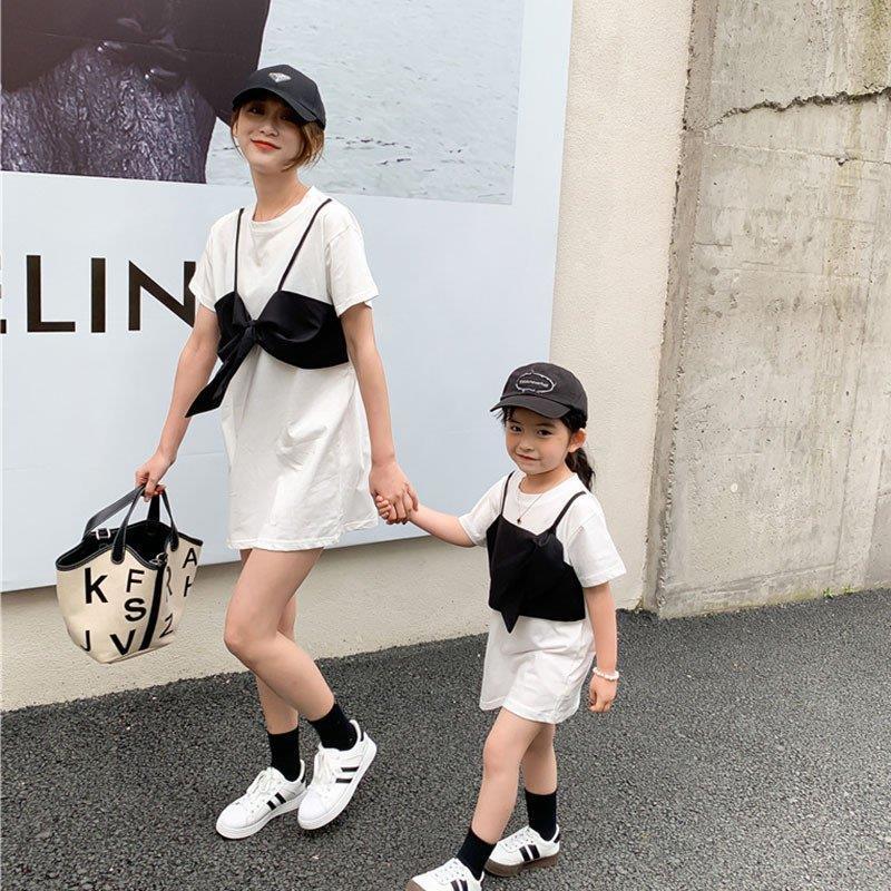 ママ 娘さん 親子お揃い 重ね着風 親子ペアワンピース ペアルック 親子服 家族旅行 キッズ 大人 女の子 母 レディース 子供服 Aラインワンピース Rise Li Tfショップ 通販 Yahoo ショッピング