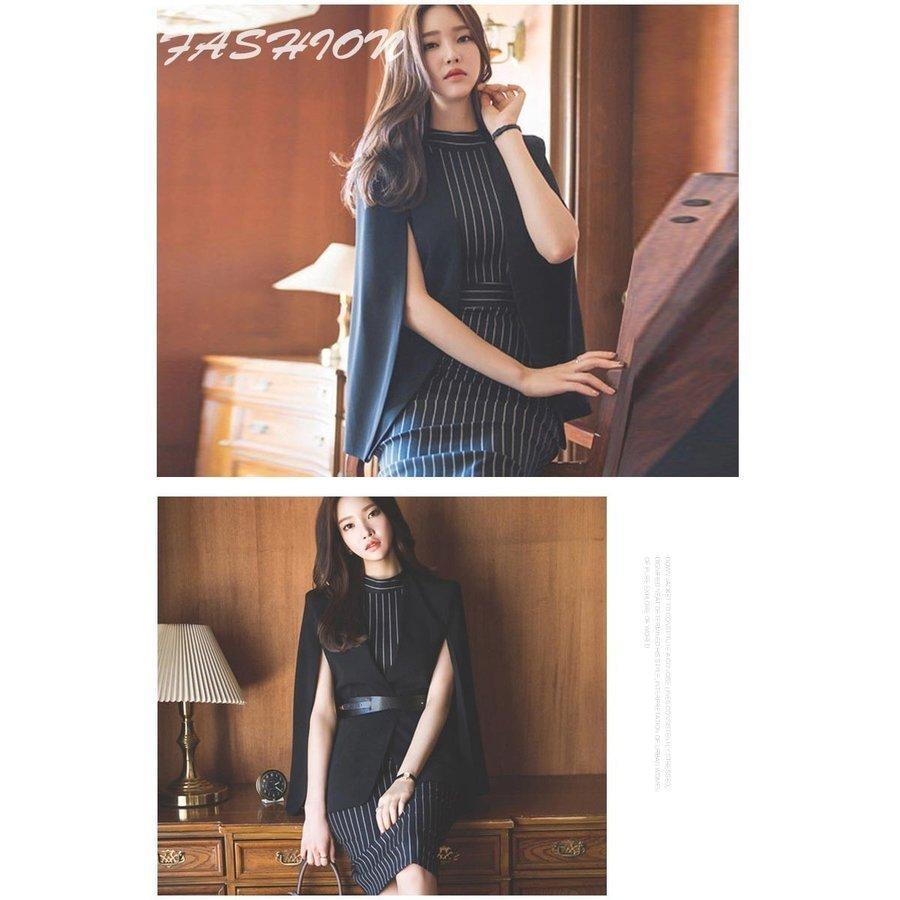 ブランドのギフト 春夏 ドレススーツ コート 2点セット フォーマル ドレス ワンピース レディース セットアップ おしゃれ 黒 ストライプ セットアップ カラー M Michiganestateplanning Com