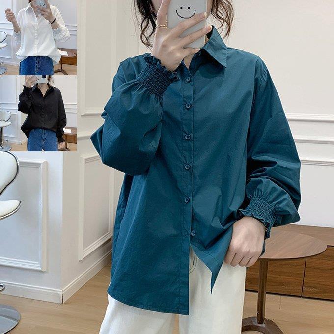 21 春夏秋 新作 レディース シャツ ブラウス シャーリング袖 絞り袖 バルーン袖 ゆったりサイズ ビック ロングシャツ タイプライター コットン 綿 高密度 長 Xrxc Tf Shop 通販 Yahoo ショッピング