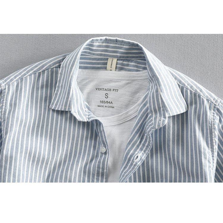 半袖シャツ メンズ 綿シャツ 綿100% コットン トップス ストライプ 開襟シャツ カジュアルシャツ 涼しい 通気 シンプル オシャレ 春 夏  ギフト :xrxl2106283212:TF SHOP - 通販 - Yahoo!ショッピング