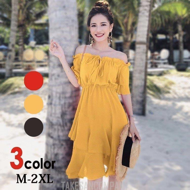 ワンピース オフショル 半袖 春 夏 レディース オフショルダー 膝丈 ミモレ マーメイドライン 夏ワンピ 大きいサイズ 大人 おしゃれ Xrxs Tf Shop 通販 Yahoo ショッピング