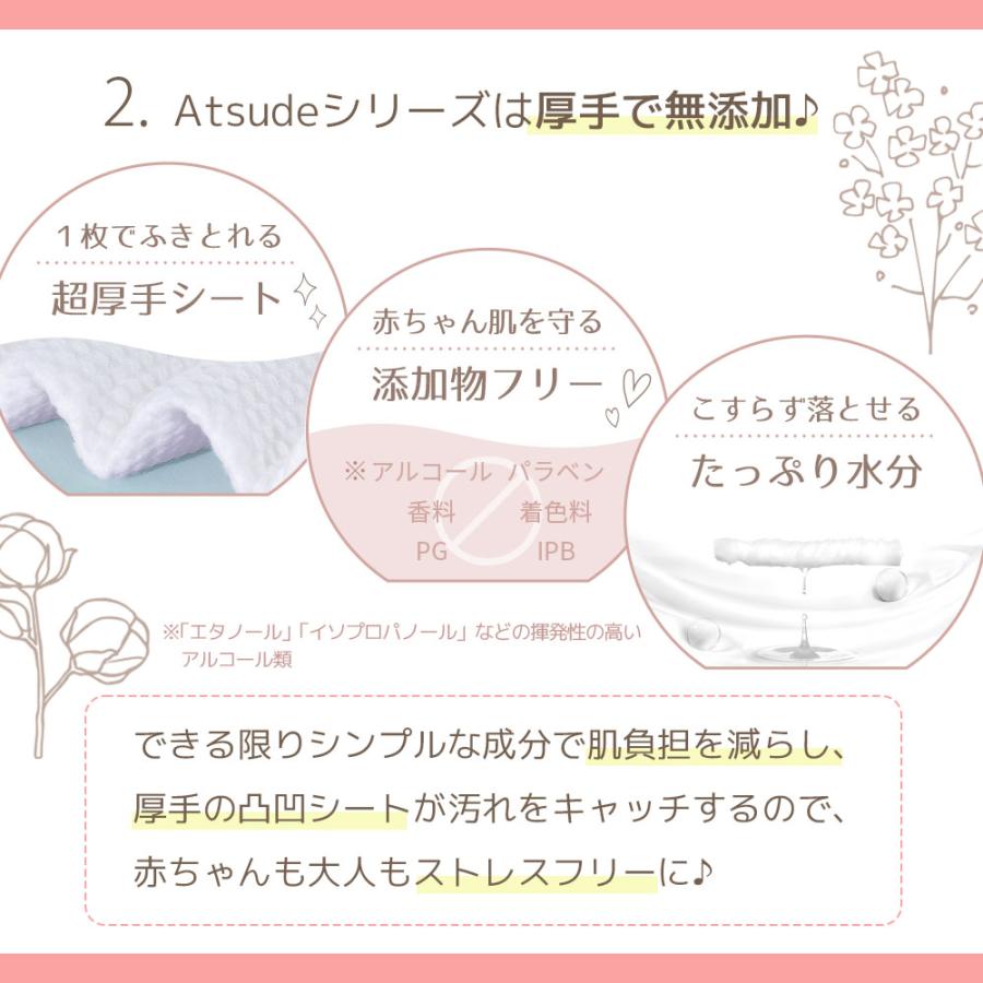 Atsude 出産 ギフトセット AIRFRIC 出産祝い おしりふき 手口ふき 厚手 無添加 無香料 ノンアルコール 蓋つき 水分多め やわらか 大判  赤ちゃん ベビー 超厚手の画像