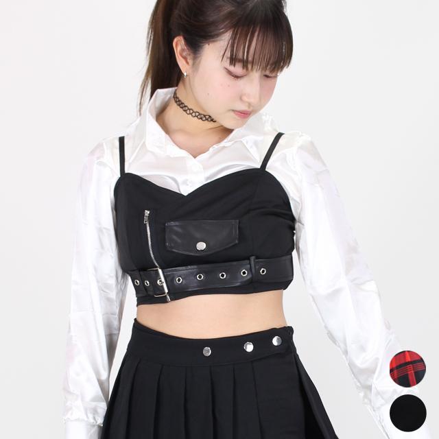 ダンス衣装 トップス キャミソール ビスチェ へそ出し 黒 赤 チェック ショート丈 クロップド ガールズ ジュニア レディース ヒップホップ 韓国 Clte 04 ダンススタイル Cocos 通販 Yahoo ショッピング