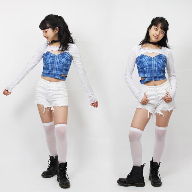 ダンス衣装 トップス へそ出し 超ショート丈 白 トップス 胸だし 長袖 クロップトップ レディース ガールズ ヒップホップ K Pop 韓国 Clte 05 ダンススタイル Cocos 通販 Yahoo ショッピング