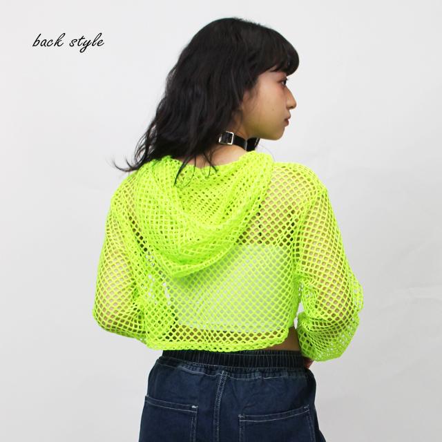 ダンス衣装 トップス シースルー へそ出し パーカー メッシュ 超 ショート丈 透け 黒 白 蛍光色 レディース ガールズ ヒップホップ 韓国 Clte 06 ダンススタイル Cocos 通販 Yahoo ショッピング