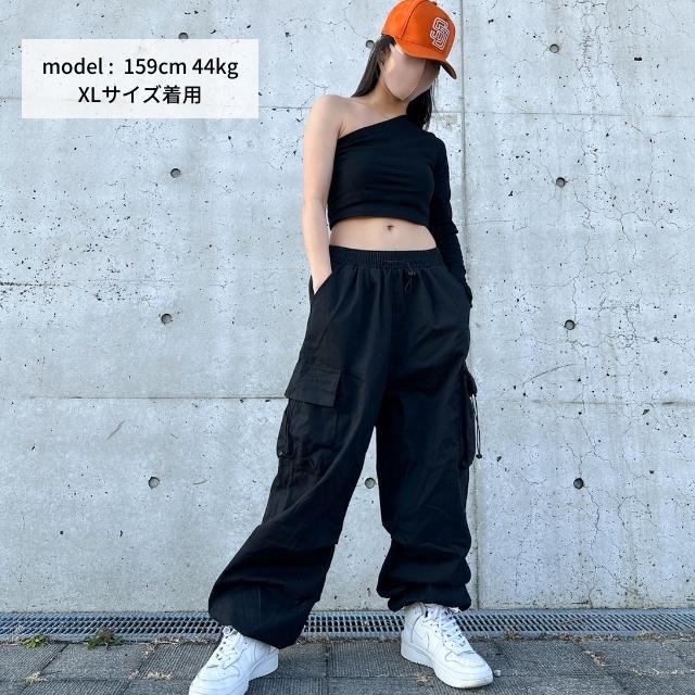 ヒップホップ カーゴパンツ ゆったり 黒 ダンス パンツ ズボン