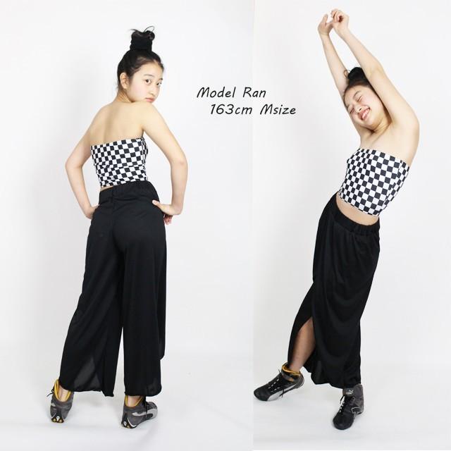 ダンス衣装 チューブトップ 黒 白 チェック ジュニア ガールズ