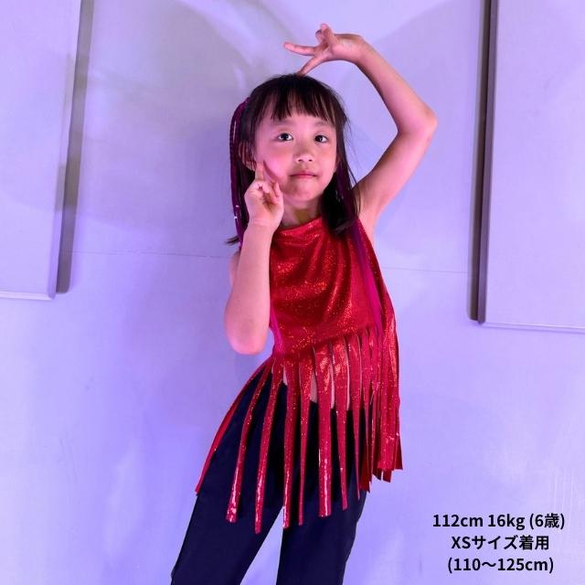 キッズ ダンス 衣装 韓国 トップス フリンジ スパンコール ストライプ  