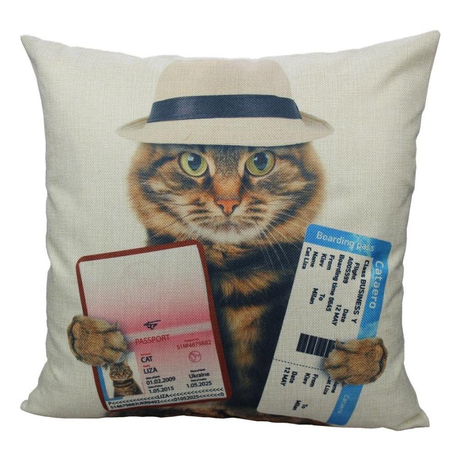 All Smiles クッションカバー 猫 顔 おしゃれ モダンクッション かわいい 面白い 猫雑貨 動物柄 デザイン リネン製 車用 イン 001 Mer Bleue 通販 Yahoo ショッピング