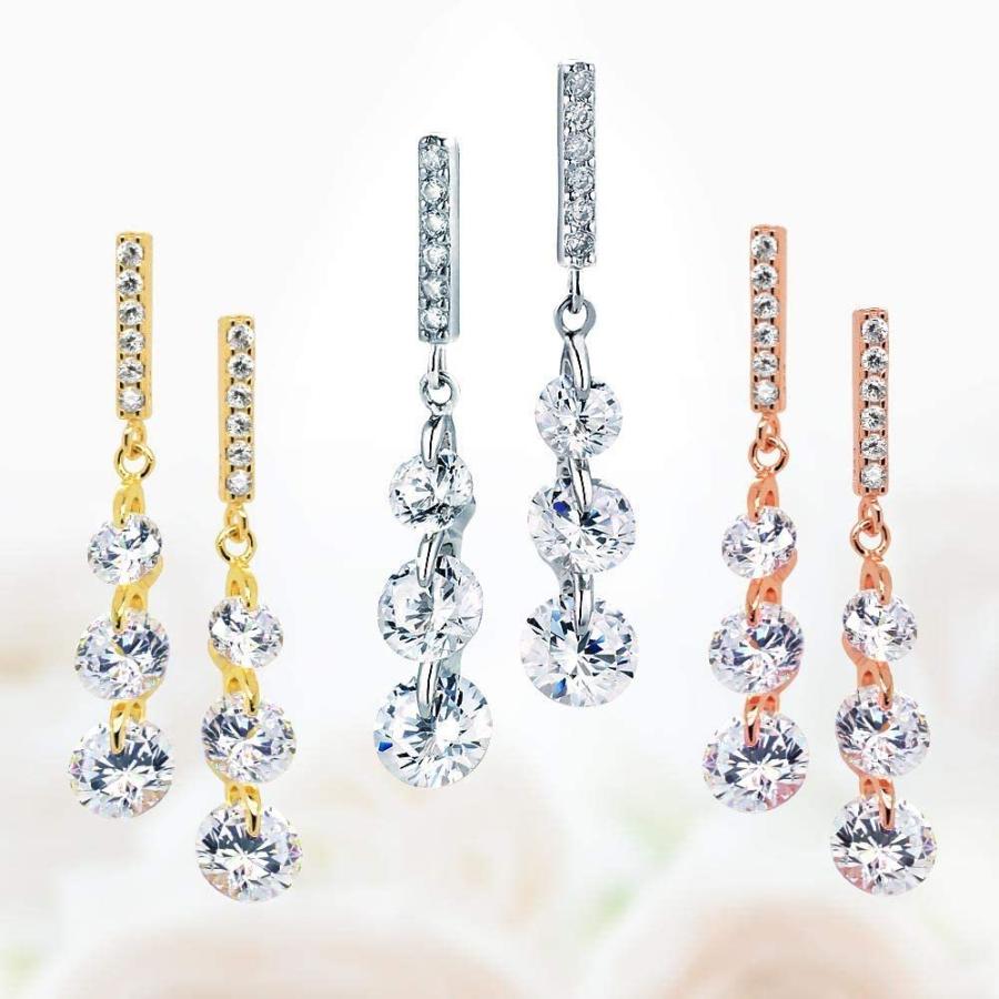 Gift from New York ピアス レディース プラチナ 加工 揺れるピアス 3連 ロングピアス シルバー925 金属アレルギー対 Gift from New York ピアス レディース プラチナ 加工 揺れるピアス 3連 ロングピアス シルバー925 金属アレルギー対