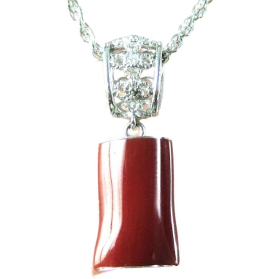 【最終値下げ】 血赤珊瑚 ペンダント 13mm 高知産 サンゴ プチダイヤモンド付 18金ホワイトゴールド ネックレス 無染色さんご 63cm メッキチェー 【N2033638972】(73810円)