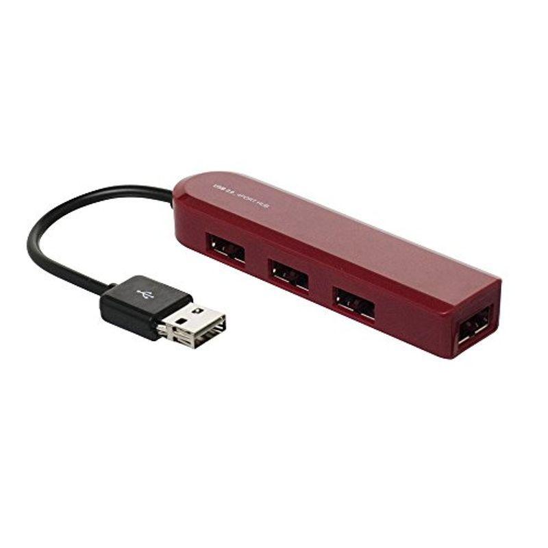 Digio2 USB2.0ハブ 4ポート 両面挿し レッド UH-2364R