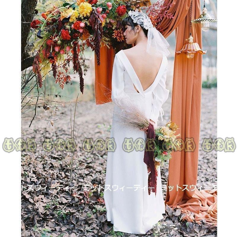 卸売 ロングドレス ウェディングドレス 結婚式 ハネムーンフォト ワンピース リゾート ホワイト サテン エレガント 前撮り 花嫁 二次会 ウエディング ドレス 長袖 Aライン サイズ Xl Www 11thspace Com