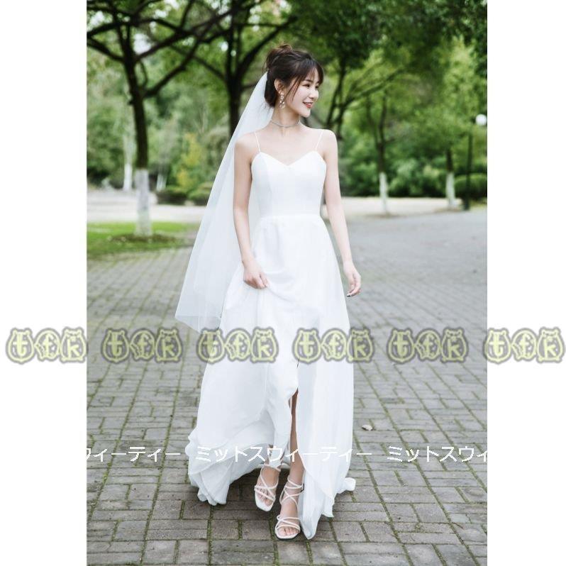 リアル ウェディングドレス 二次会 前撮り 海外挙式 花嫁 リゾートドレス カジュアル ソフト 結婚式 ブライダル パーティードレス ワンピース ビーチフォト スリット Aライン サイズ Xxs Panero Shop