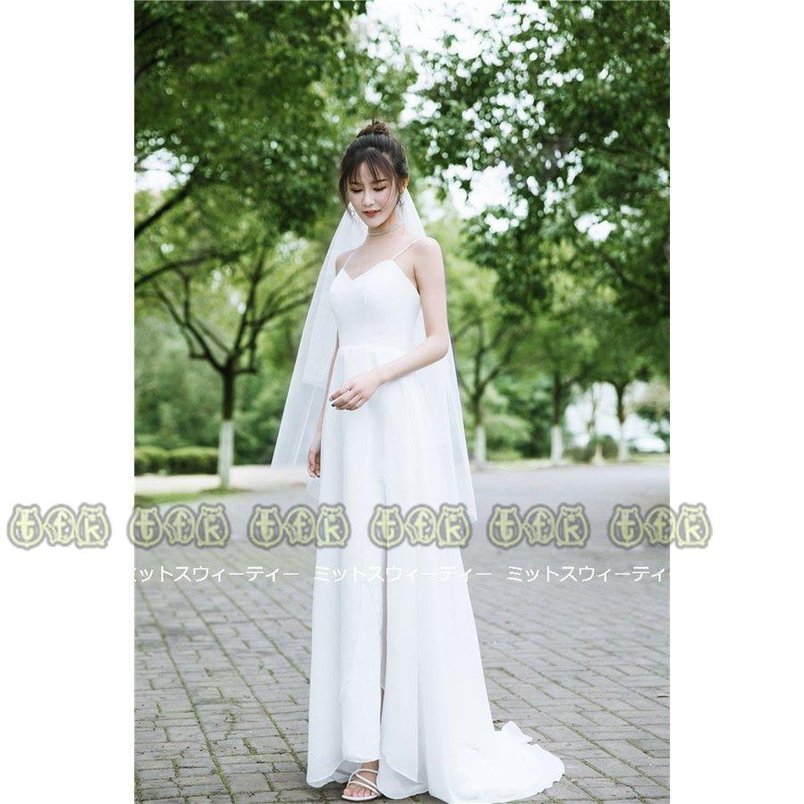 リアル ウェディングドレス 二次会 前撮り 海外挙式 花嫁 リゾートドレス カジュアル ソフト 結婚式 ブライダル パーティードレス ワンピース ビーチフォト スリット Aライン サイズ Xxs Panero Shop