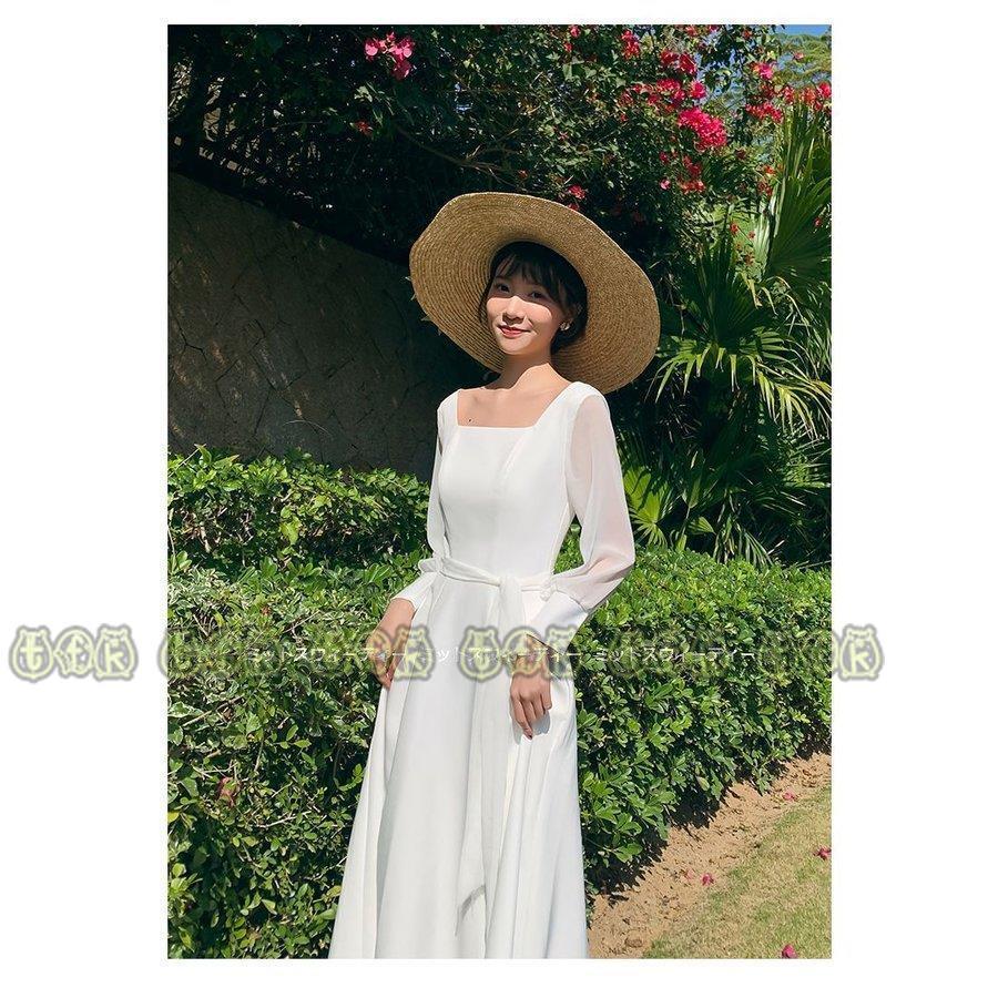 安い割引 披露宴 前撮り 結婚式 ウエディングドレス 二次会 花嫁 ウェディングドレス リゾート ハネムーン レストランウェディング シフォン 長袖 ミモレ丈ワンピース Aライン サイズ L Avia Russia Com