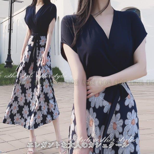 販売ウェブサイト ワンピース レディース 上品 ドルマン袖 カシュクール 花柄 配色 代 30代 40代 ファッション 高級感 高品質 春夏物 新作 お値下げ商品 Htvnepal Com