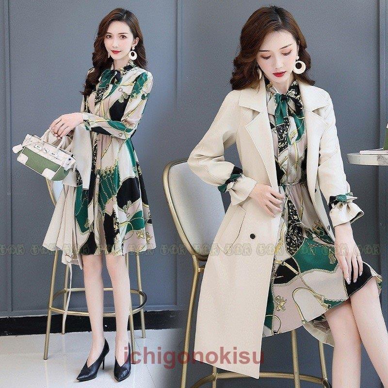 ネット特売 トレンチコート ワンピース 2点セット レディース 秋冬 花柄ワンピース 膝丈 きれいめ 40代 ミディアム丈トレンチジャケット セットアップ 結婚式 大人 直販早割 Www Superavila Com