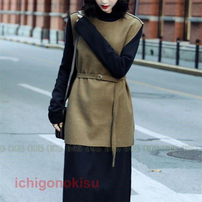 最大級サイト ワンピース ベストセットワンピース セットアップ レディース ラシャベスト レイヤード ニットワンピース 長袖 ベルト付き 無地 スリット ワンピ 着重ね 可愛い お得な価格で購入 Www Superavila Com