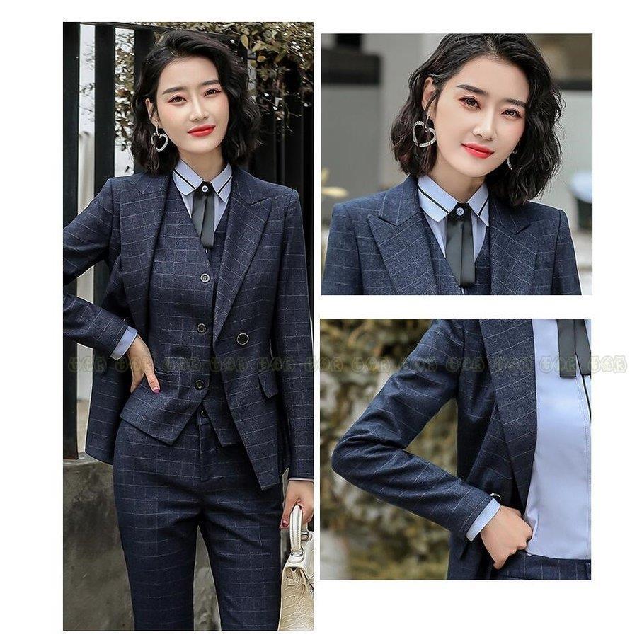 人気ブランド新作豊富 上品 大人 フォーマル セットアップ 大きいサイズ 通勤 ビジネス オフィス ベスト付き 代30代40代50代 チェック柄 パンツスーツ 4点セット スーツレディース 通勤 就職活動 ビジネス スーツセット ビジネススーツ Pitofoursoulsrescue Com