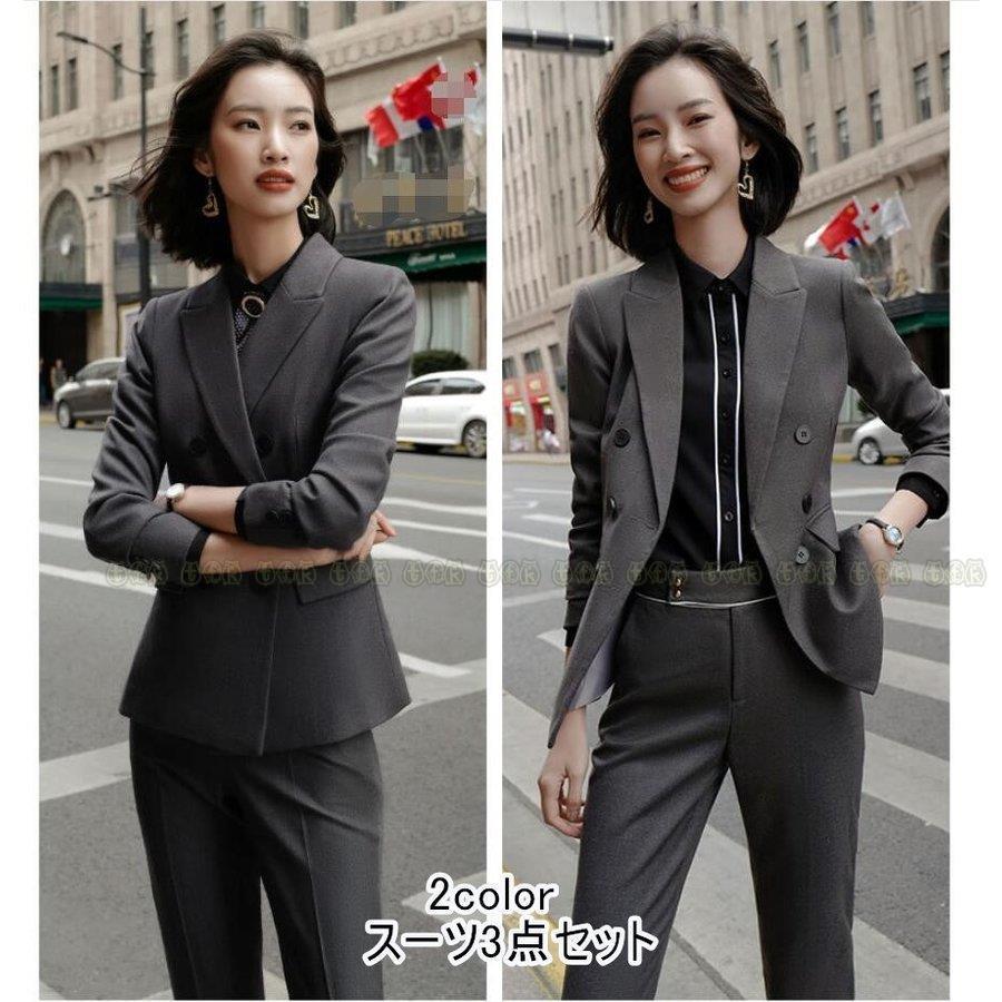 安い販アイテム パンツスーツ レディース3点セット 事務服 リクルートスーツ フォーマルスーツ 上品 卒園式 卒業式 就職活動 30代40代 ビジネス セレモニー オフィス 通勤 Ol 同時購入品 Goparis Fr