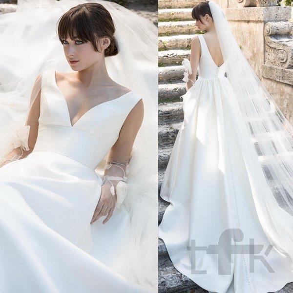 メーカー包装済 ウェディングドレス ウェディングドレス白 パーティードレス V襟 花嫁ロングドレス 露背 結婚式 トレーンライン 二次会 エレガント お呼ばれ 挙式 新しいコレクション Kuljic Com