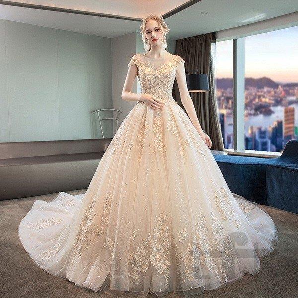 Seal限定商品 ウェディングドレス ウェディングドレス白 パーティードレス 刺繍レース 花嫁ロングドレス 結婚式 露背 二次会 エレガント ビーズ お呼ばれ 挙式 姫系 流行に Chuyenphongthu Com