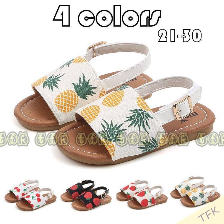 スポーツサンダル キッズ 女の子 子供用 キッズサンダル 学院風 カジュアル靴 平底サンダル 可愛い いちご柄 パイナップル柄 ちび柄 Ss1 Tfk 通販 Yahoo ショッピング