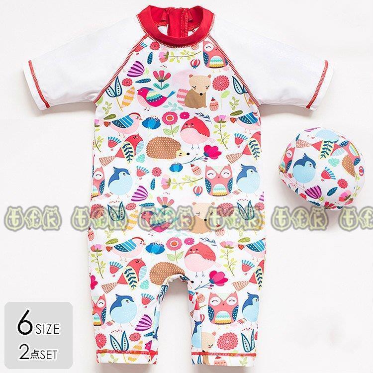 定休日以外毎日出荷中 帽子付き ラッシュガード 女の子 水着 自分だけの水着スタイル かわいい Akx13 お洒落 ピンクイベント ホワイト ポップ 総柄 80cm90cm100cm110cm1cm130cm鳥 Uvカット 水着 子供 ファッション水着 Www Croftheadholidaypark Co Uk