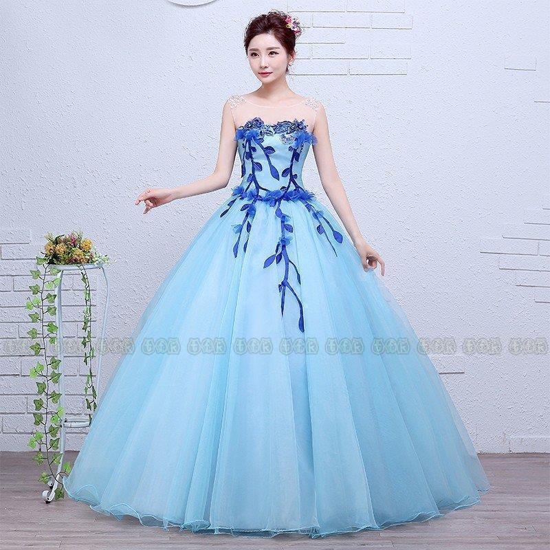 新品 送料無料 ウエディングドレス カラードレス ブルー 安い 結婚式 ロングドレス 演奏会 コンサート 二次会 プリンセスライン ステージドレス パーティードレス 披露宴 純正販売 Shirleyryan Ca