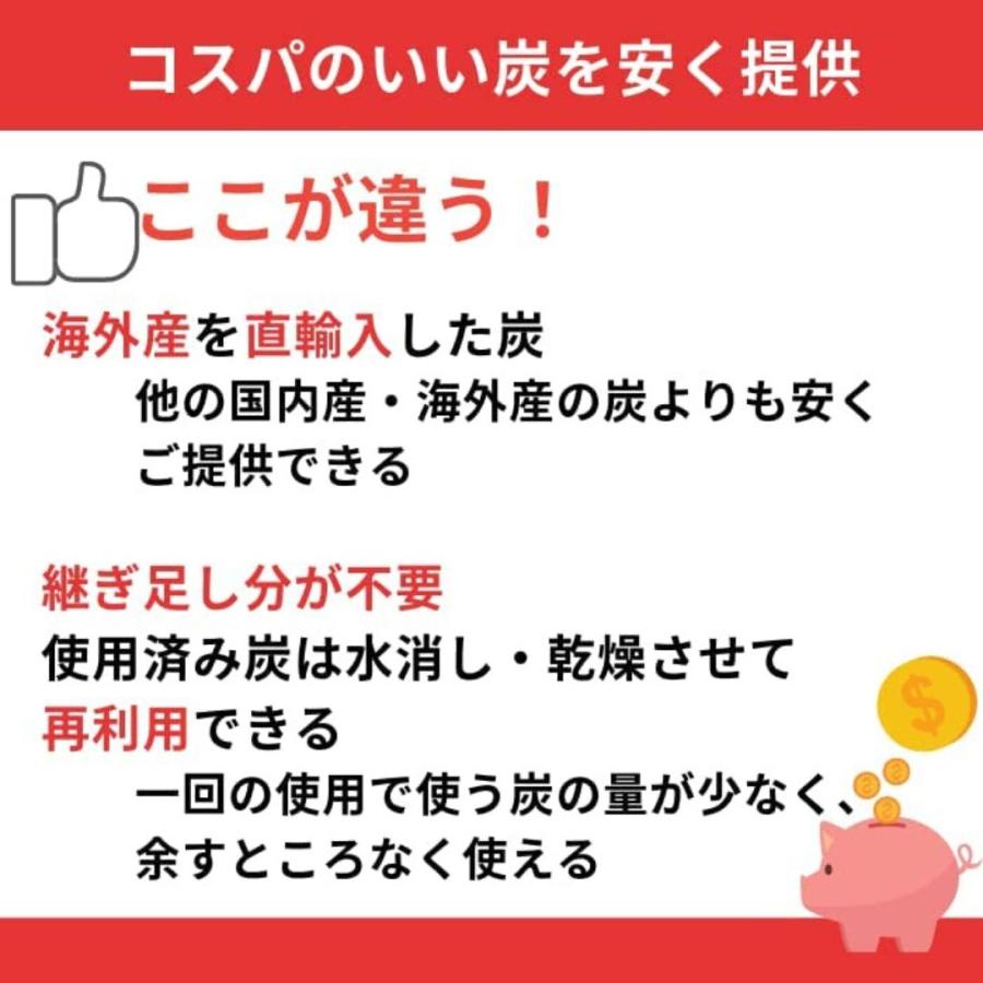 椿備長炭 オガ炭（オガタン）3kg - 少量 七輪用 BBQ用 キャンプ 長時間燃焼 コンパクトサイズ 煙無し 持ち運び便利  業務用 灰少なめ 高火力 強遠赤外線｜tfsjp｜09