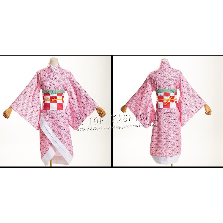 鬼滅の刃風竈門禰豆子子供用成人用着物コスプレ衣装ウィッグ靴道具刀