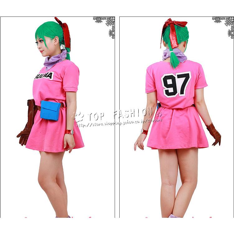 ドラゴンボール 風 ブルマ コスプレ衣装ウィッグ靴 cosplay仮装 コ スチューム 演出服 アニメ ゲーム ハロウィン変装の画像