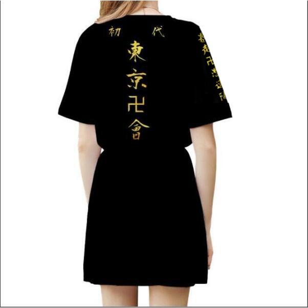 東京卍リベンジャーズ 風 不良少年特攻隊隊服 ワンピース 夏服 パ短いスカート Tシャツ 仮装 柔らかい 贈り物 プレゼント 半袖 短袖