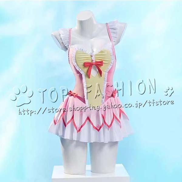 魔法少女まどか☆マギカ 風 鹿目まどか 水着 コスプレ衣装 ウィッグ 演出服 変装 仮装 学園祭 文化祭 ハロウィン クリスマス コスチューム_1