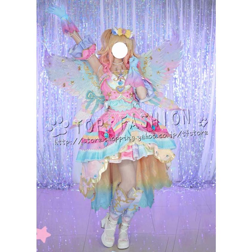 アイカツスターズ 風 虹野ゆめ 虹野夢 コスプレ衣装 ウィッグ 靴 翼