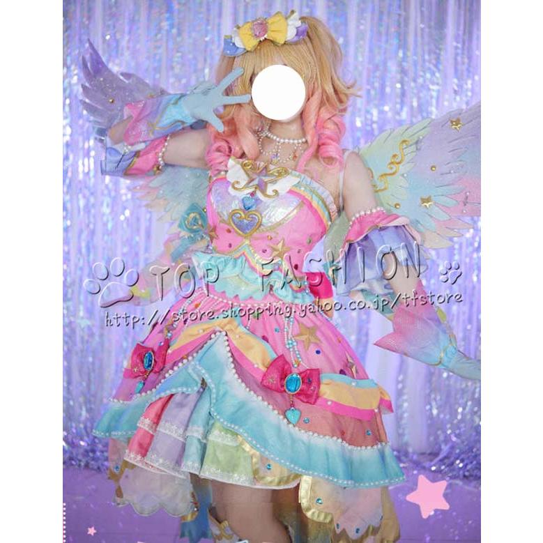 アイカツスターズ 風 虹野ゆめ 虹野夢 コスプレ衣装 ウィッグ 靴 翼