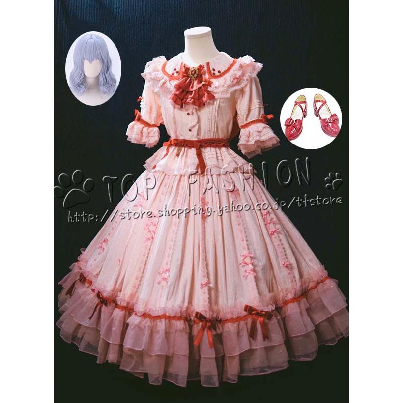 東方プロジェクト 風 レミリア スカーレット コスプレ衣装 ウィッグ 靴