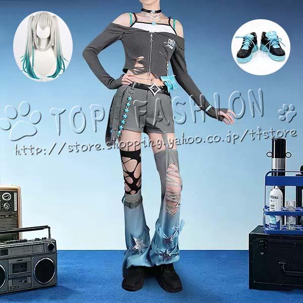 にじさんじ VTuber 風 Y4T4 Rei7 Reina コスプレ衣装 ウィッグ 靴