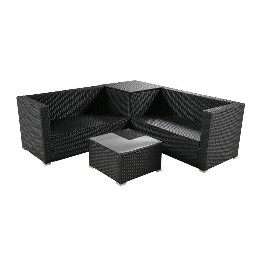 ガーデンファニチャー 4点 収納付き ガーデン クッション付き ラタン調