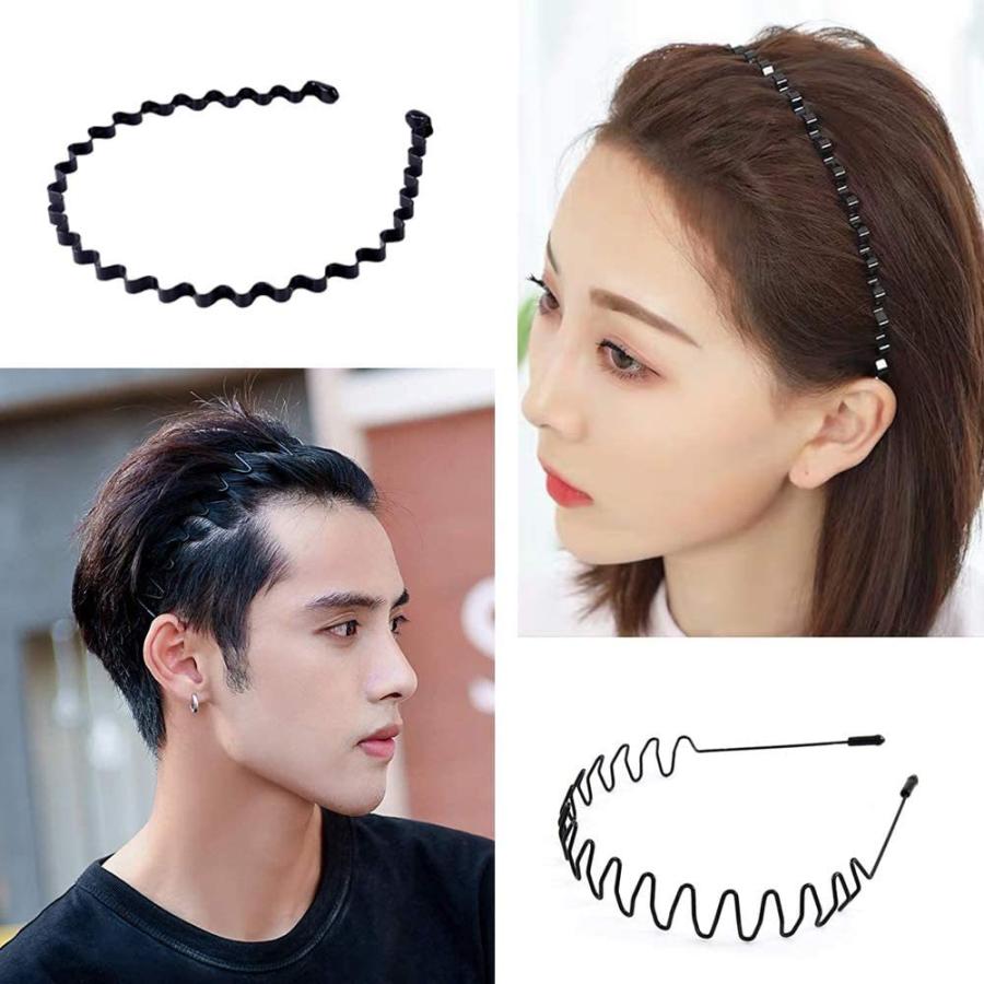 70％以上節約 メンズ 波型 カチューシャ 2個セット ヘアバンド ヘアアクセサリー ブラック