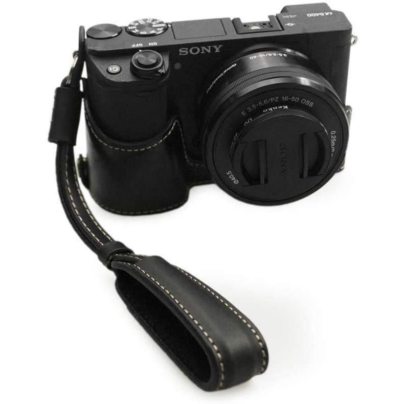 素敵な kinokoo SONY ソニー A6400 A6100専用カメラケース 1650 mmレンズ対応 PUレザー バッテリー交換でき