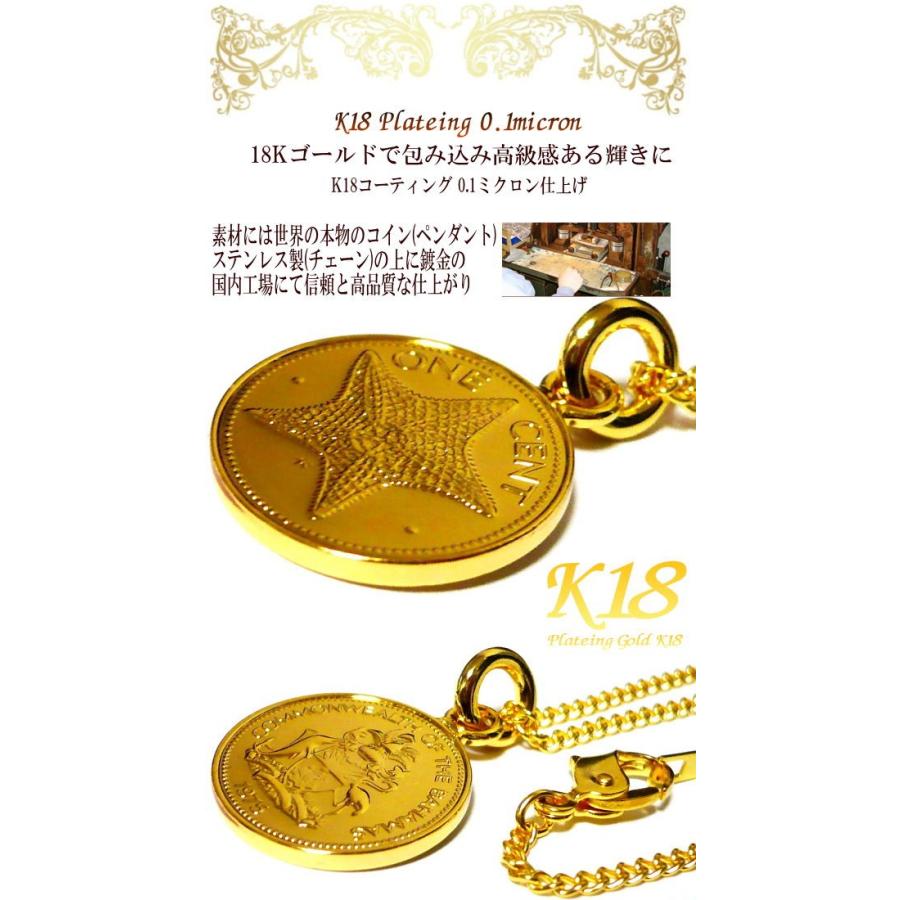 バハマ 18金 18K コーティング 外国 コイン ネックレス ゴールド 世界 